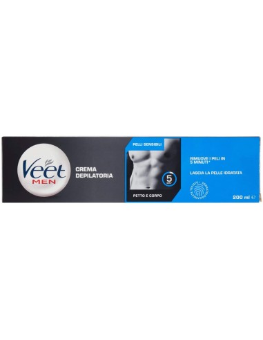 Veet For Men Crema Depilatoria 200ml - Depilazione Maschile Pelli Sensibili